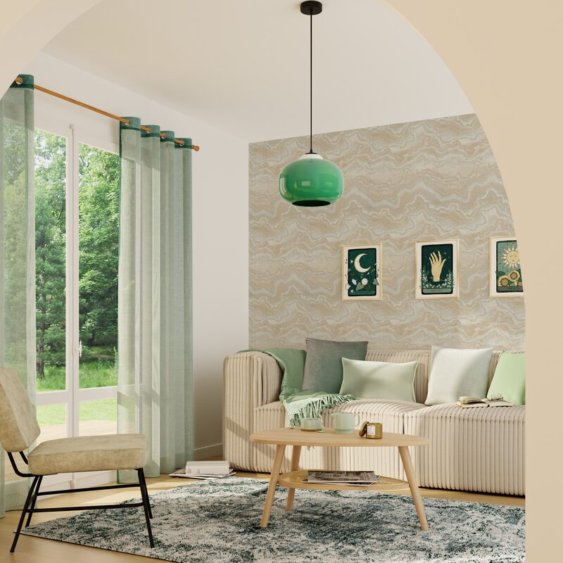 Papier peint intissé ELAURA coloris beige rosé et argenté