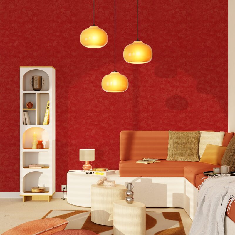 Papier peint intissé RAVENNE coloris rouge coquelicot