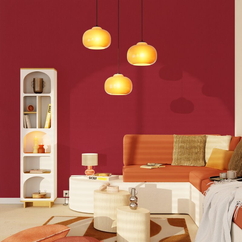 Papier peint intissé CALICO coloris rouge griotte