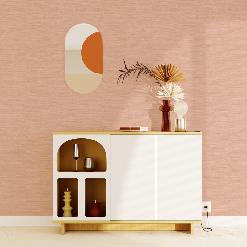 Papier peint intissé CURAÇAO coloris rose poudré
