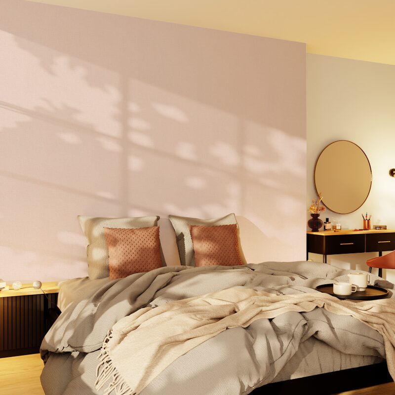 Papier peint intissé FLORENTINE coloris rose poudré