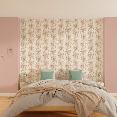 Papier peint intissé SERAPHINA coloris rose poudré et beige