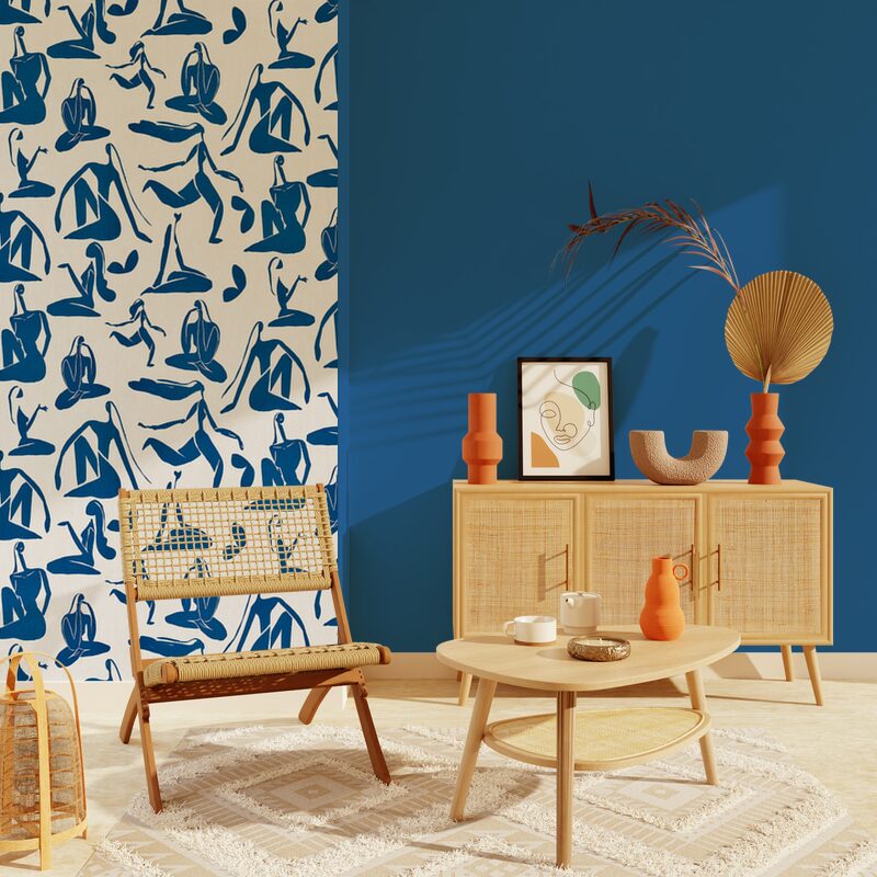 Papier peint intissé MEDINA coloris lapis lazuli
