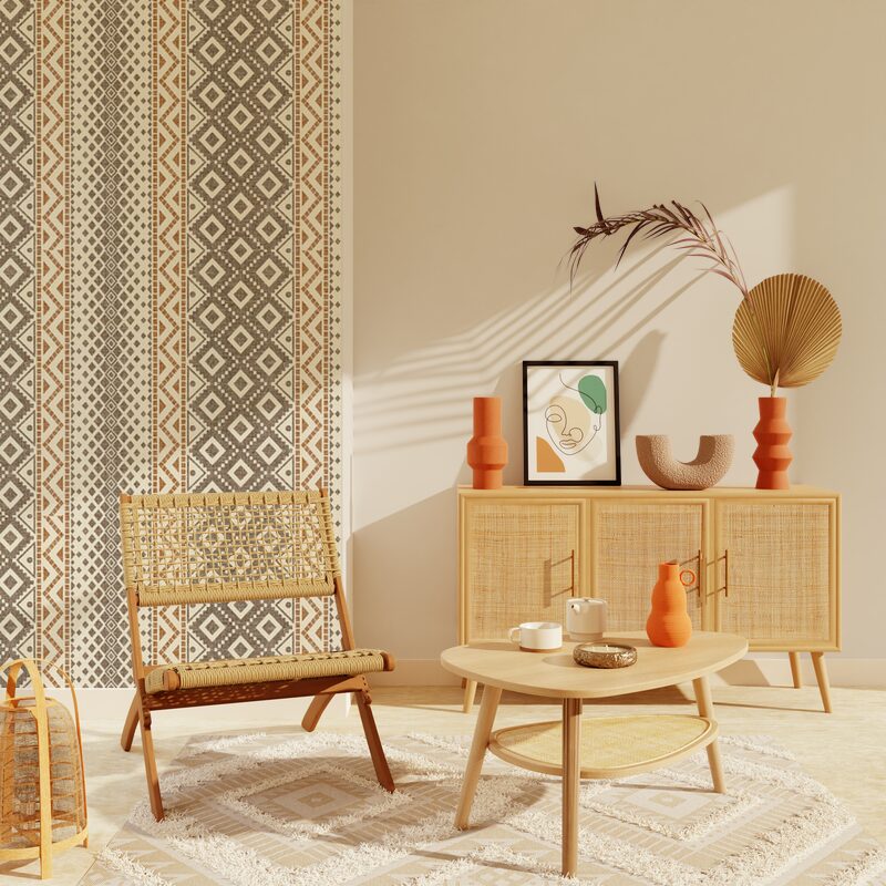 Papier peint intissé HIMBA coloris sable beige