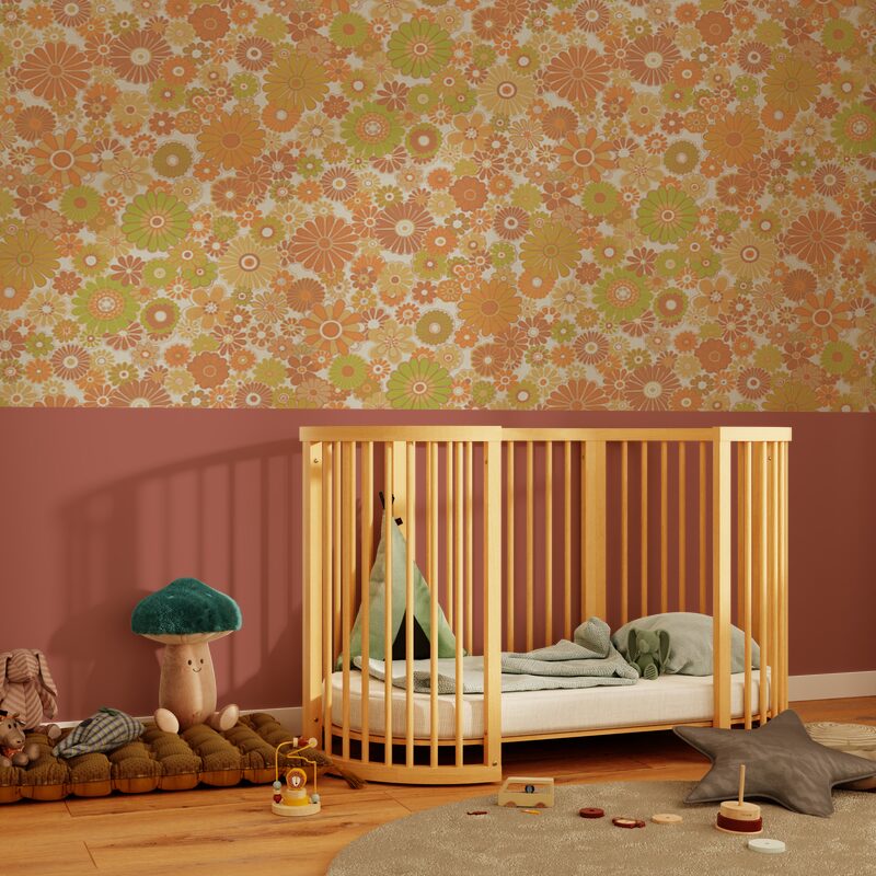 Papier peint intissé DONATILLE coloris Orange et vert