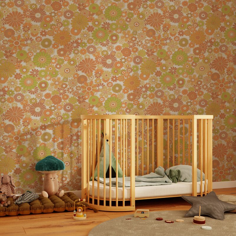 Papier peint intissé DONATILLE coloris Orange et vert