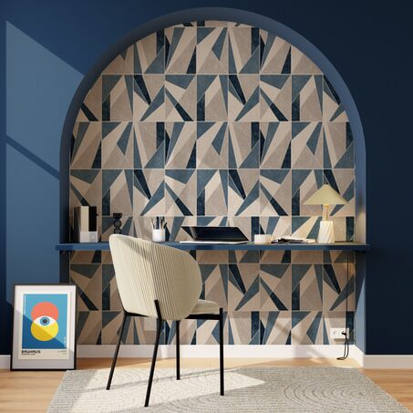 Papier peint intissé DAVENPORT coloris bleu grisé