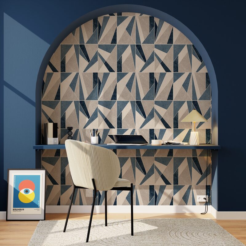 Papier peint intissé DAVENPORT coloris bleu grisé