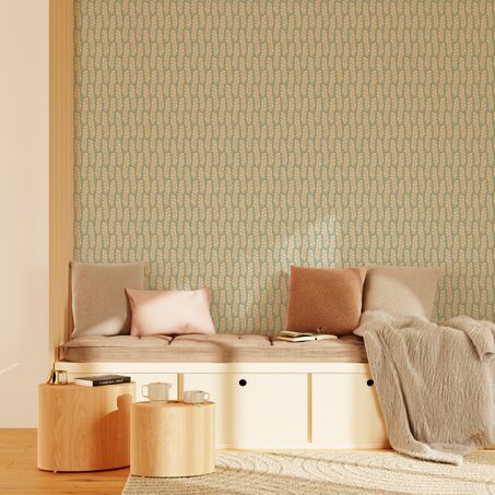 Papier peint intissé OLÉA coloris vert de gris et doré
