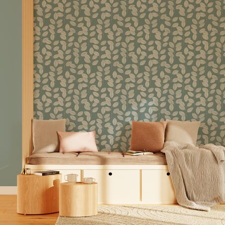 Papier peint intissé HENDI coloris vert de gris