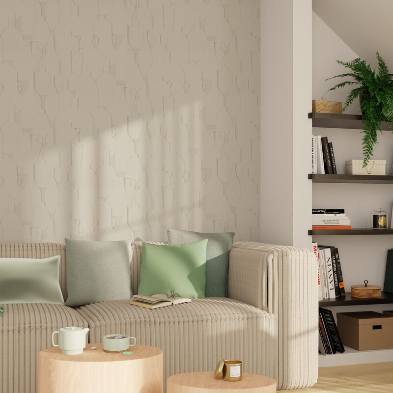 Papier peint intissé JARRES coloris beige clair