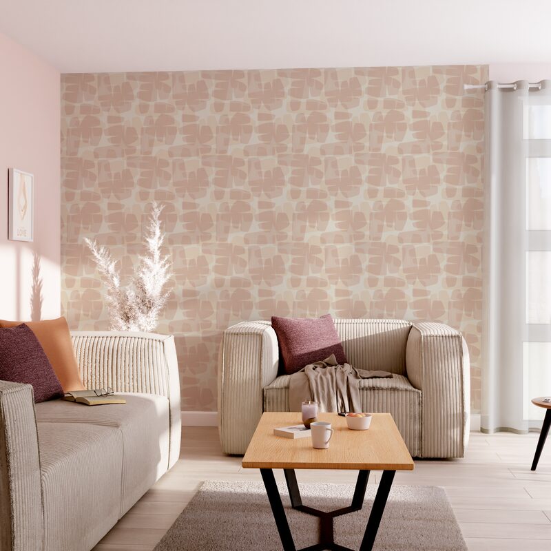 Papier peint intissé MAJAH coloris beige rosé