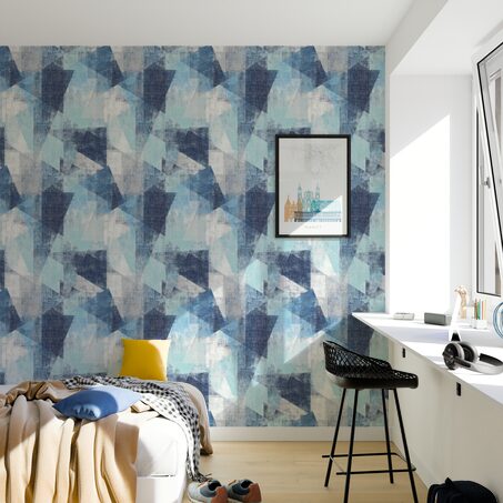 Papier peint intissé BENSON coloris bleu jeans