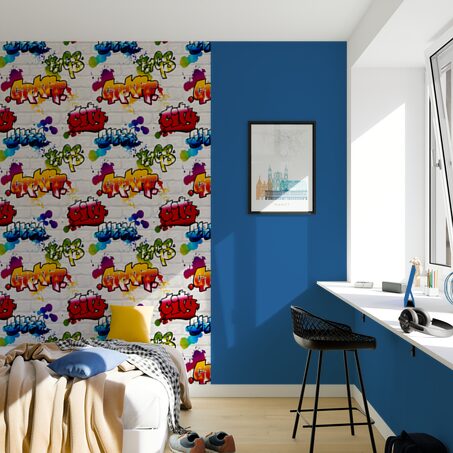 Papier peint TAG STREET coloris blanc