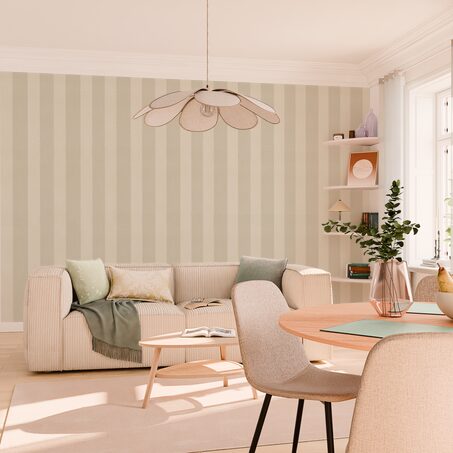 Papier peint intissé FLORENTINE RAYURE coloris ivoire