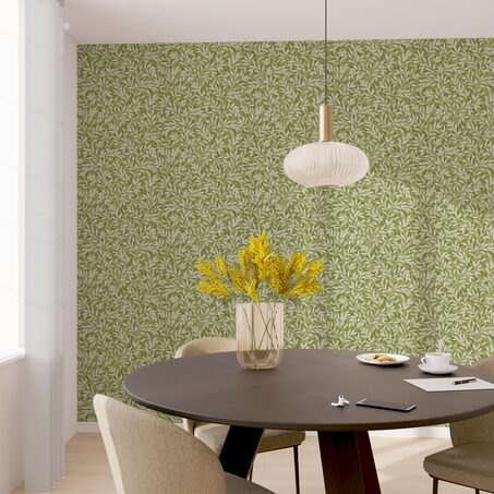 Papier peint intissé LISBET coloris vert mousse