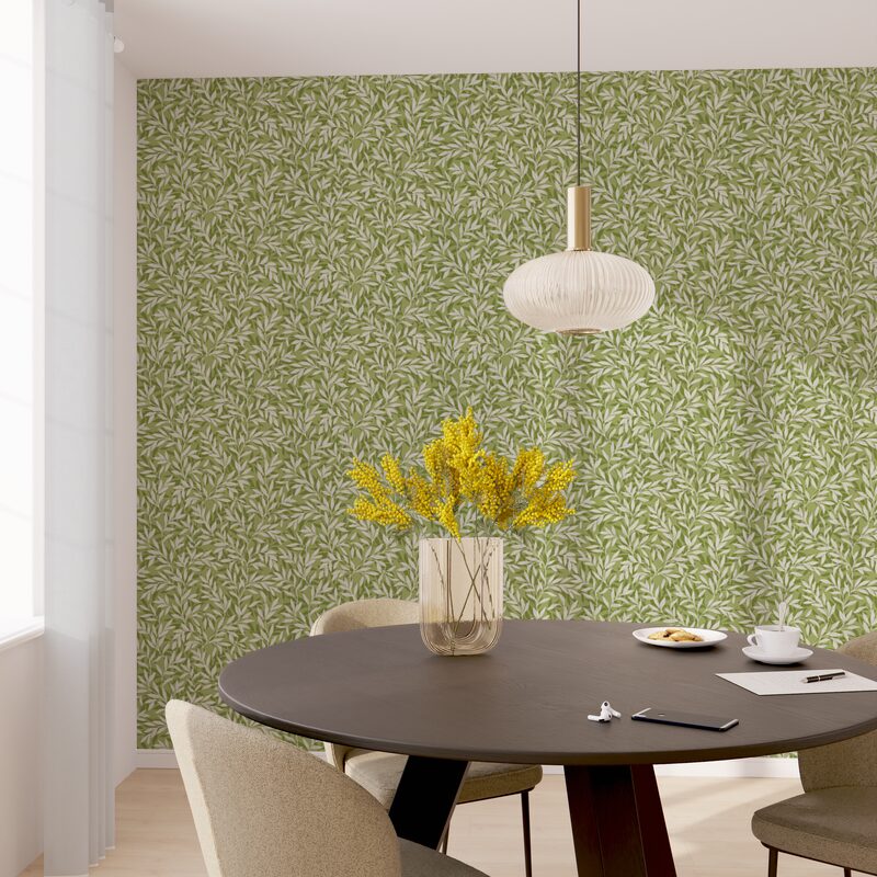 Papier peint intissé LISBET coloris vert mousse