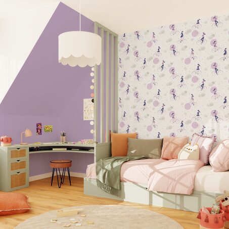 Papier peint intissé GIRL IN THE SKY coloris mauve