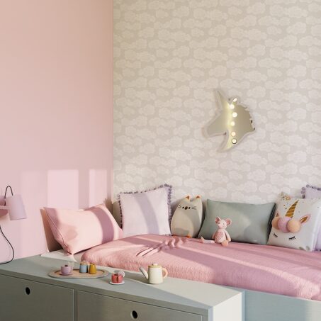 Papier peint intissé NUVOLE coloris rose pastel