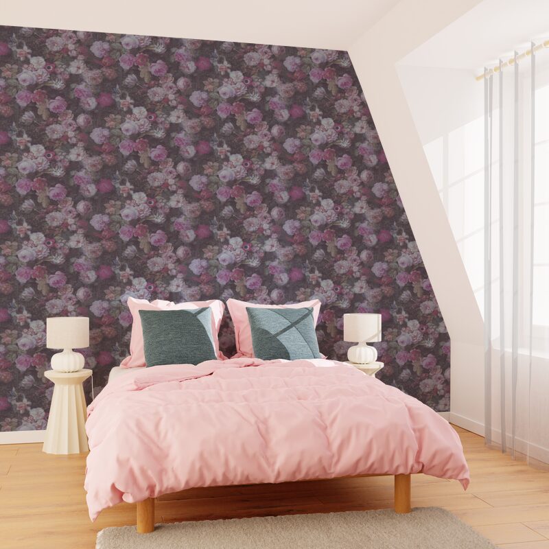Papier peint intissé CLAUDIA coloris rose profond