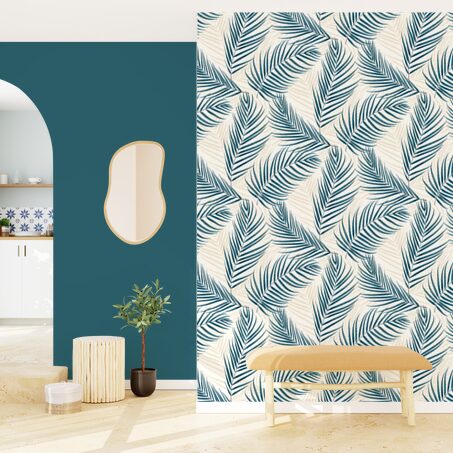 Papier peint intissé BERTILLE coloris bleu paon