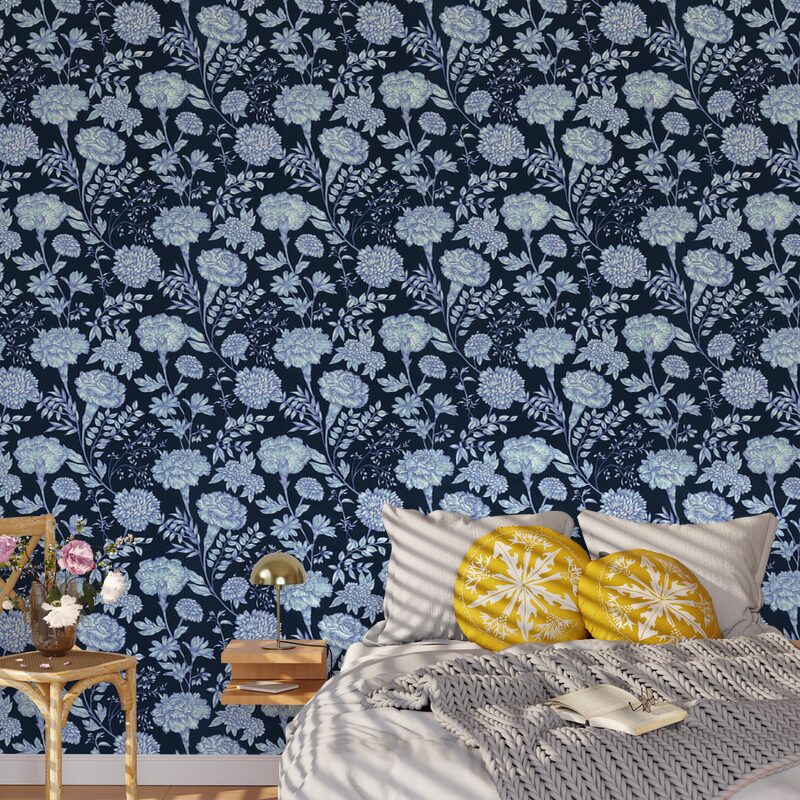 Papier peint intissé ISLEEN coloris bleu nuit