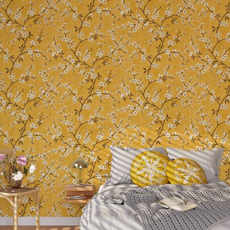 Papier peint intissé FLORENTINE BLOSSOM coloris safran