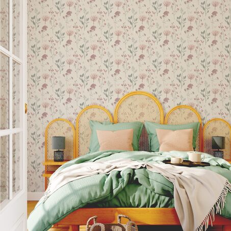 Papier peint intissé LOUISE coloris vert de gris