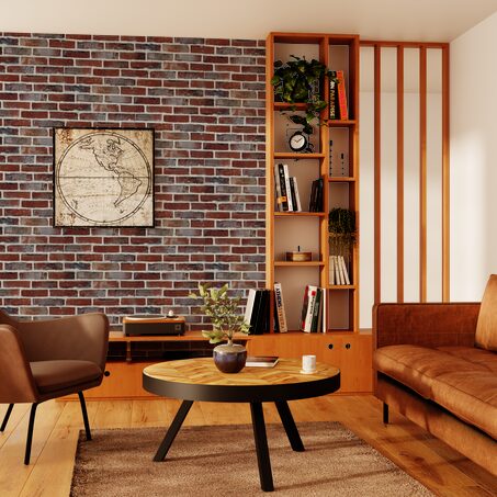 Papier peint intissé BRICKWALL coloris rouge brique