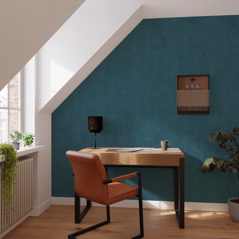 Papier peint intissé CLASSIC LINE coloris bleu gazoline