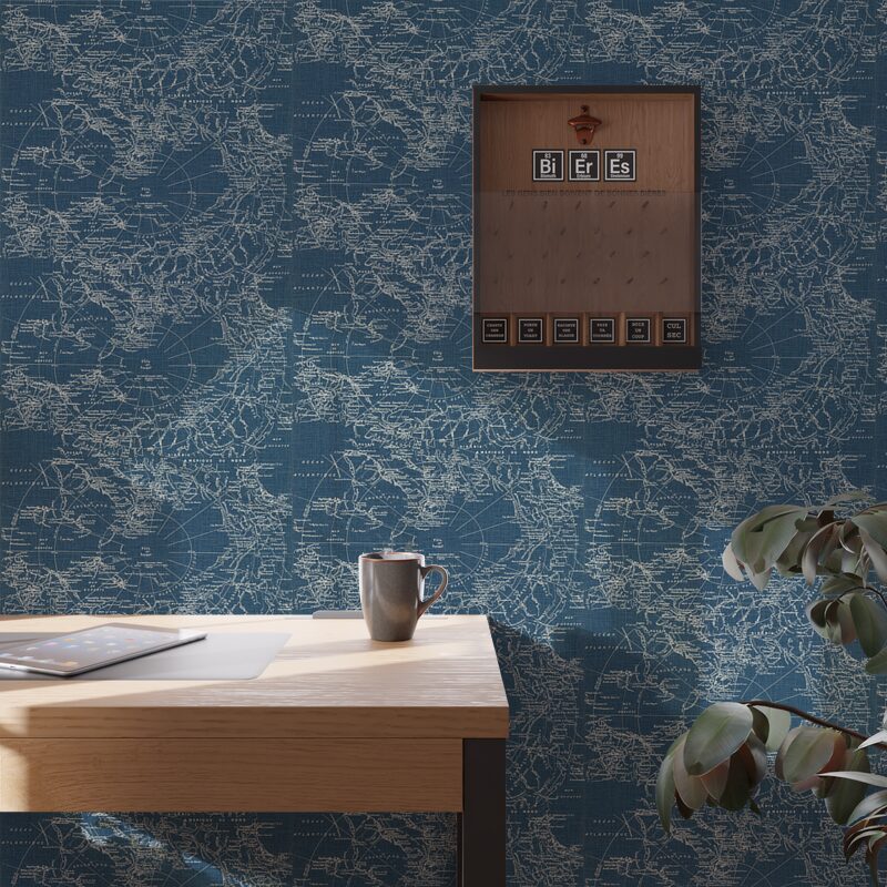 Papier peint intissé MAGELLAN coloris bleu nuit