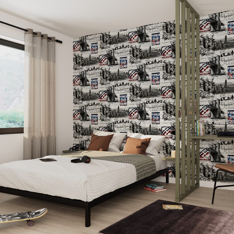 Papier peint NEW YORK FREEGUN coloris gris