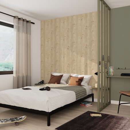 Papier peint intissé BROOKWOOD coloris bois chaud