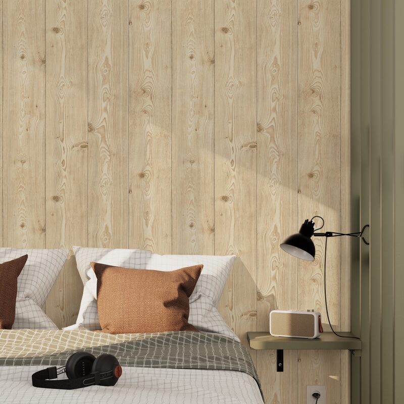 Papier peint intissé BROOKWOOD coloris bois chaud