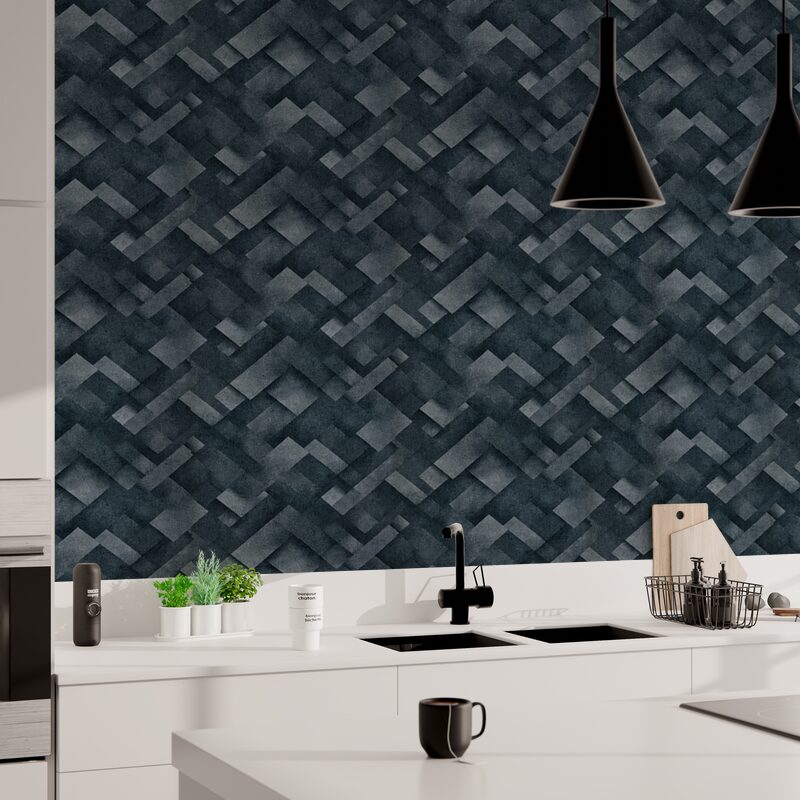 Papier peint intissé MISHAN coloris bleu jean