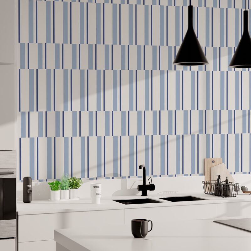 Papier peint intissé MARINE coloris bleu fumée