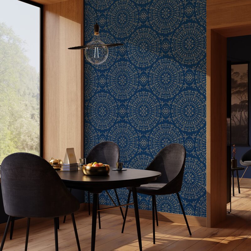 Papier peint intissé HEIMANA X BLEU NOIR coloris bleu nuit