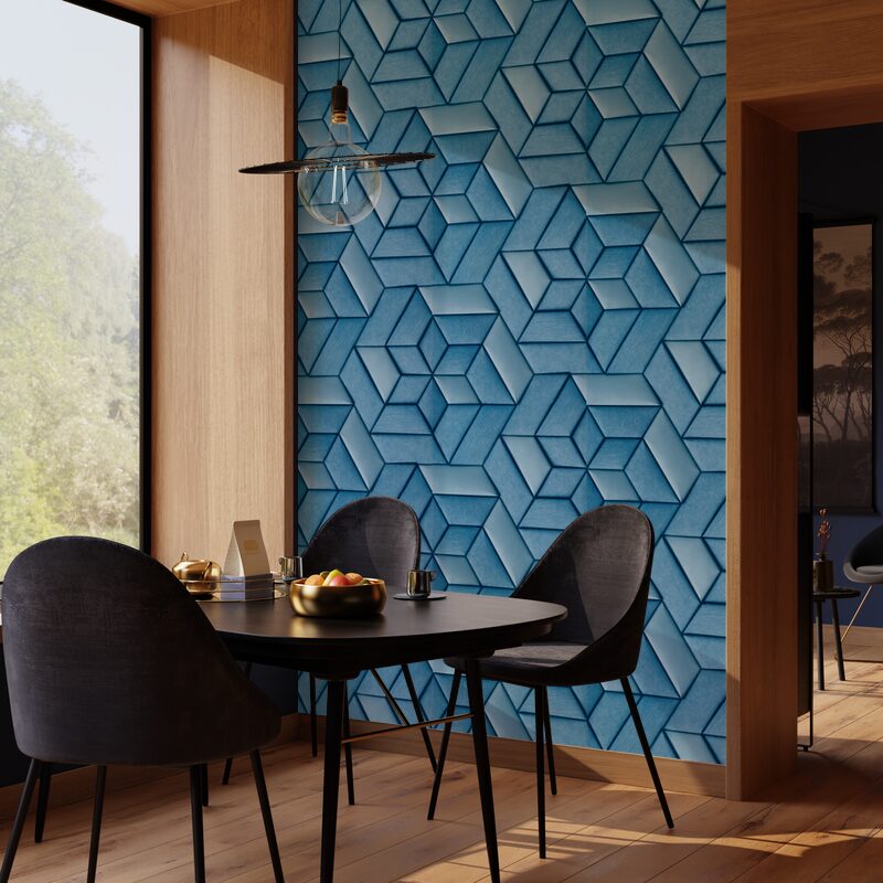 Papier peint intissé PRESTON coloris bleu denim