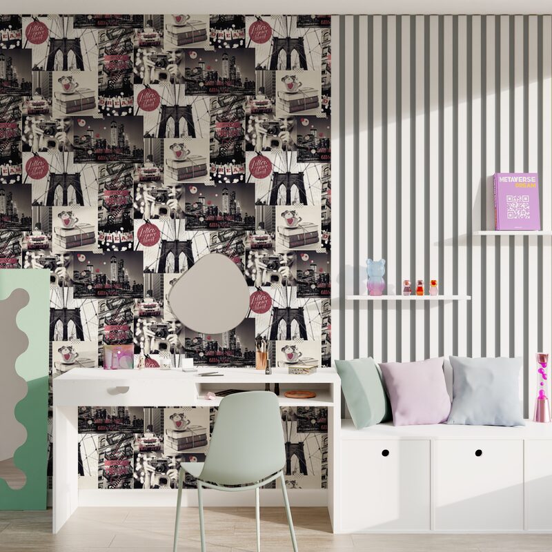 Papier peint CITY GLAM coloris gris sépia
