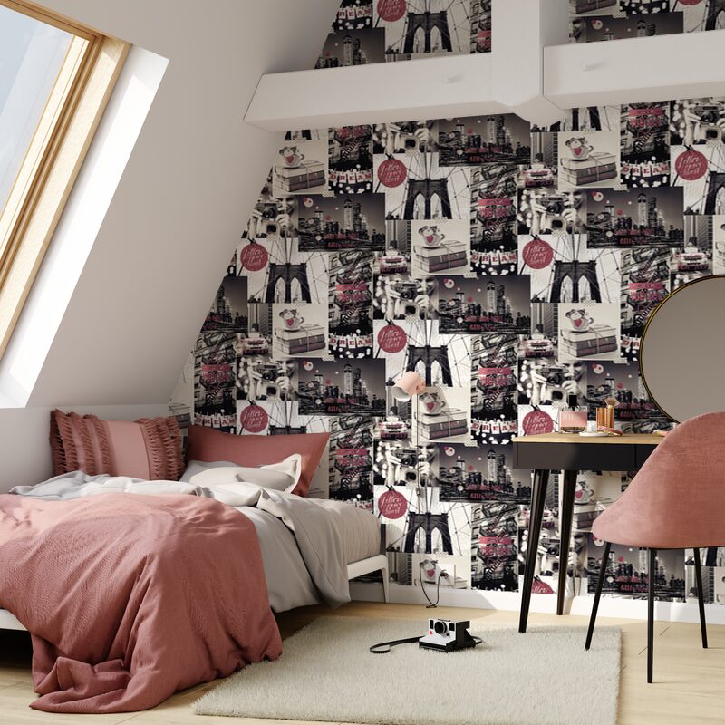Papier peint CITY GLAM coloris gris sépia