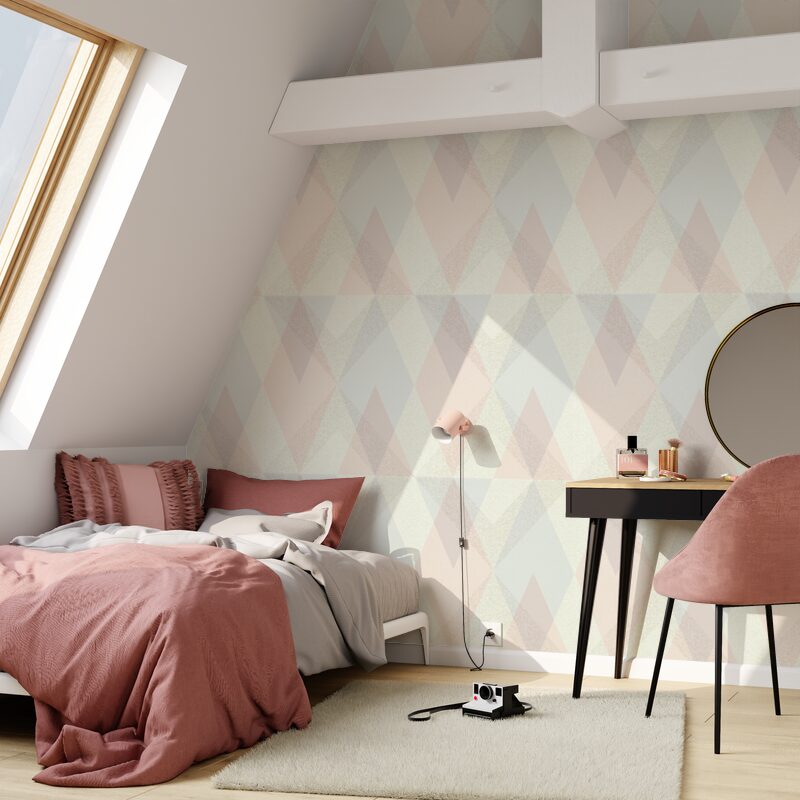 Papier peint intissé NUANCES DESIGN coloris rose pastel