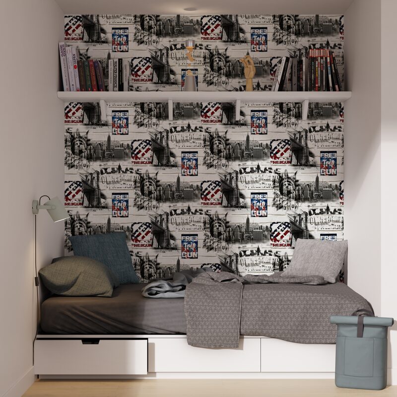 Papier peint NEW YORK FREEGUN coloris gris