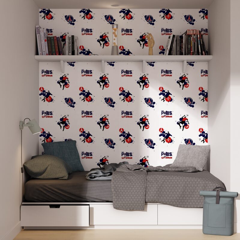 Papier peint PSG coloris blanc