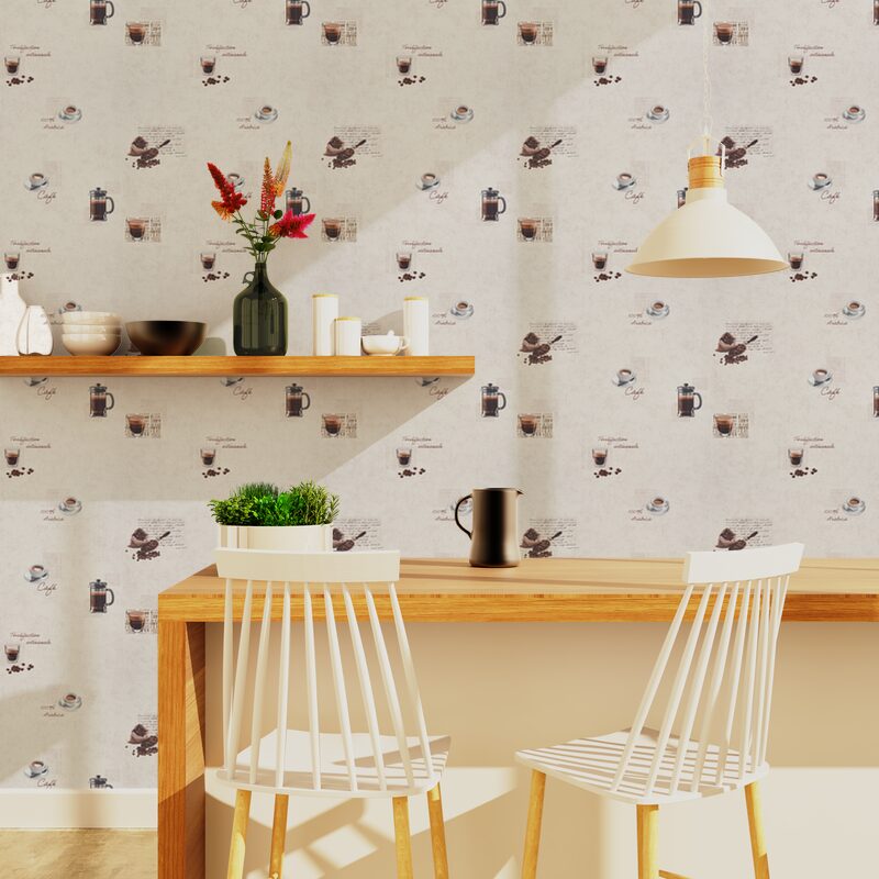 Papier peint intissé BARISTA coloris blanc cassé
