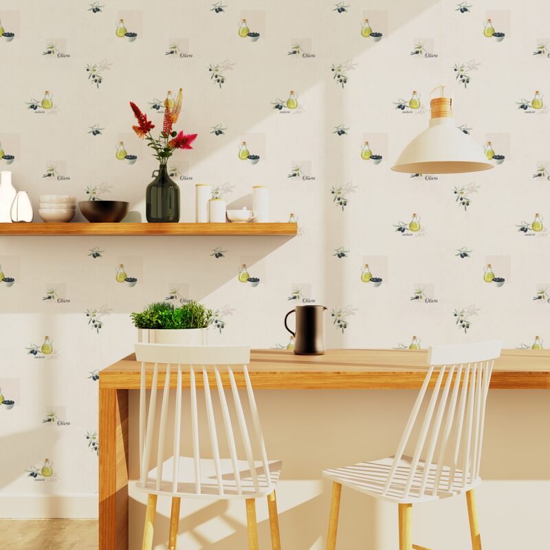 Papier peint intissé OLIO coloris blanc cassé