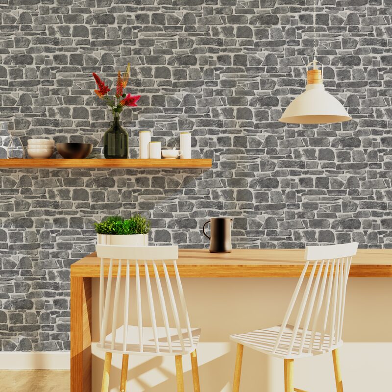Papier peint GRAFFIT STONE coloris blanc
