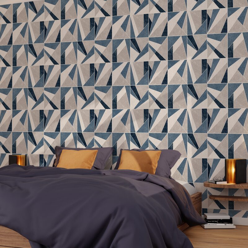 Papier peint intissé DAVENPORT coloris bleu grisé