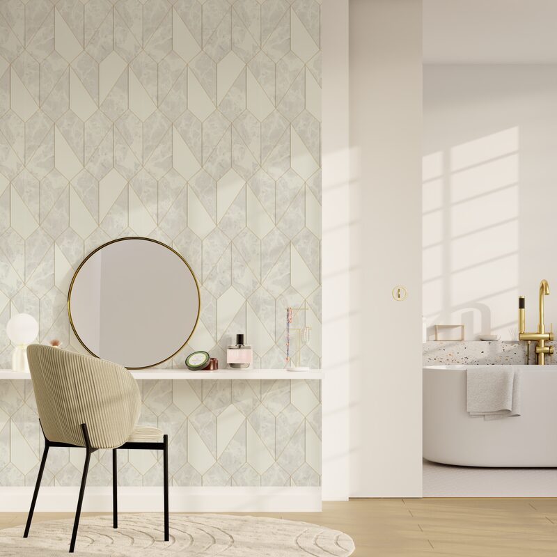 Papier peint intissé FAENZA coloris gris perle