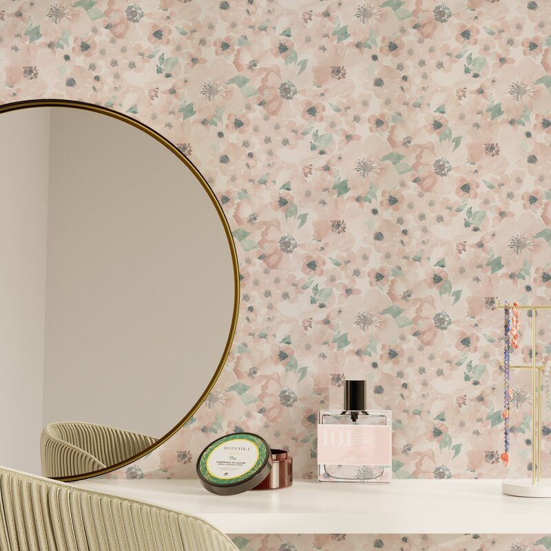 Papier peint intissé YULIA coloris rose poudré