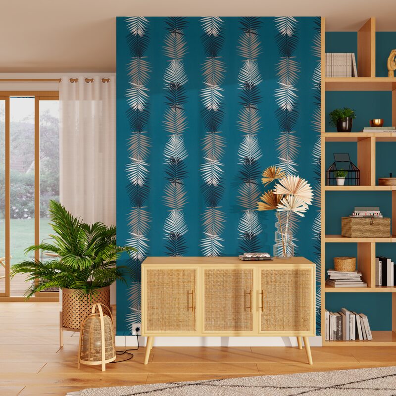 Papier peint intissé BENSIMON AKELA coloris bleu colvert
